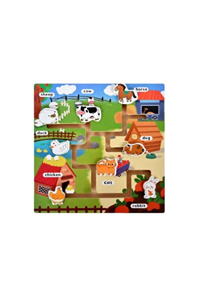 Picodino Puzzle lemn labirint 3D Montessori Ferma Animalelor 8 piese pentru c...
