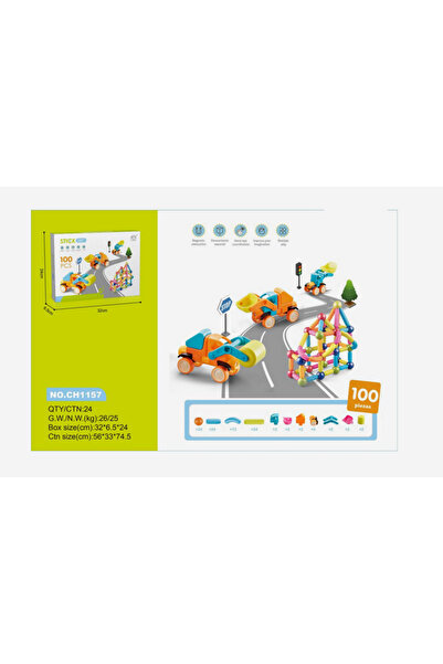 Picodino Set constructie Toys Station Stick Magnetic Vehicle, 100 piese, STEM...