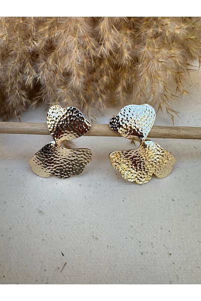 nidistore Gold Color Twisted Serrated Earrings