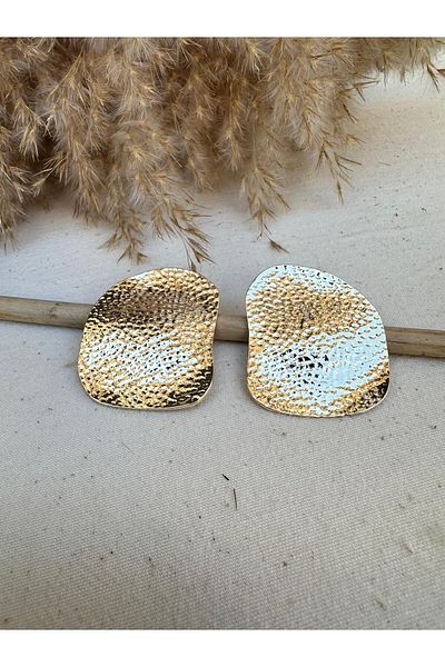 nidistore Gold Color Serrated Big Earrings