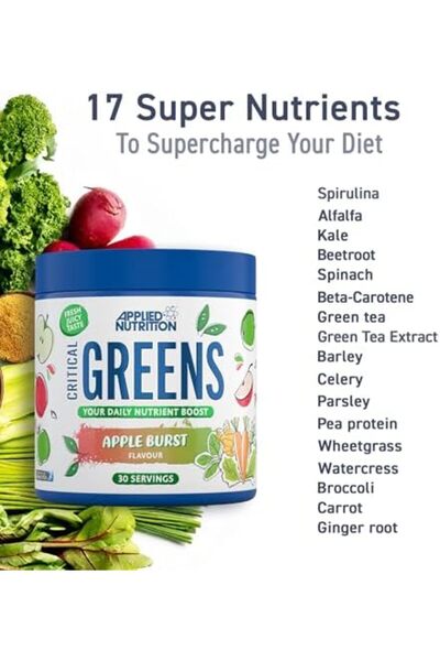 applied nutrition Critical Greens Powder - Natural Flavor, Vegan-friendly, 250 grams - 50 servings