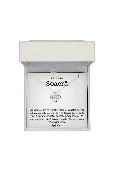 The Jewel Heart Colier Cadou Pentru Soacra Mea – Bijuterie Argint 925 Rodiat, Mesaj și Cutie LED