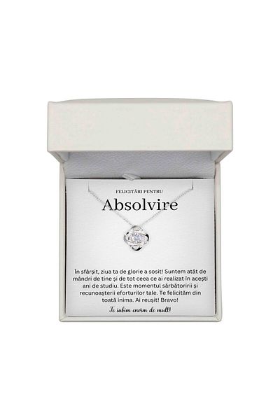 The Jewel Heart Colier Pentru Ziua Absolvirii – Argint Rodiat, Mesaj Motivațional, Cutie Cu LED Inclusă