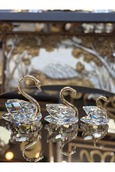 Armağan Metal Boyun Kristal Cam Kuğu 3lü Set