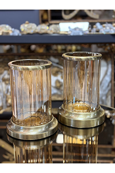 Armağan Cam Mumluk Fanus 2li Set