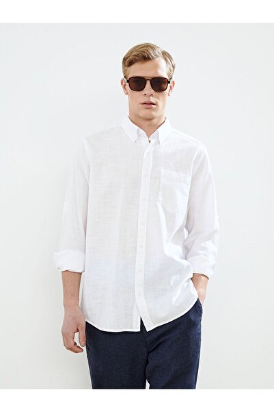 LC Waikiki Regular Fit Long Sleeve Linen Blended Men's Shirt