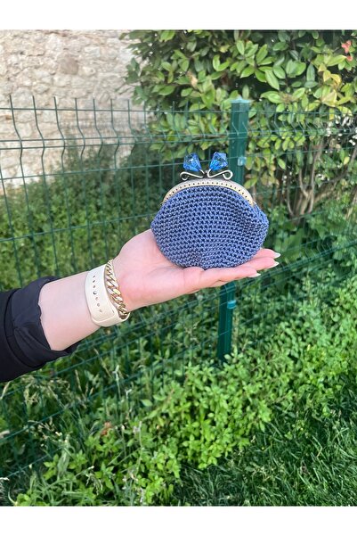 GÖKÇEBUTİKS El Örgüsü Mavi Renk Cüzdan