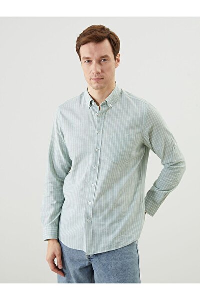 LC Waikiki Regular Fit Long Sleeve Striped Linen Blended Men's Shirt