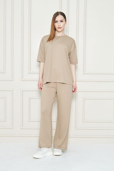 let s shine Women's Plain Oversize Modal Fabric Short Sleeve Tracksuit Set