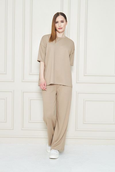 let s shine Women's Plain Oversize Modal Fabric Short Sleeve Tracksuit Set