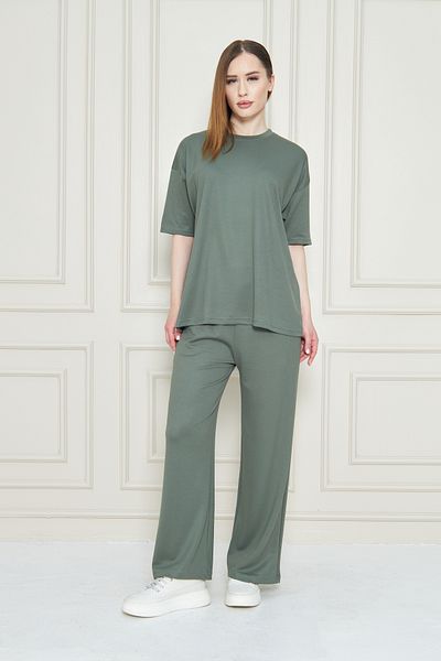 let s shine Women's Plain Oversize Modal Fabric Short Sleeve Tracksuit Set