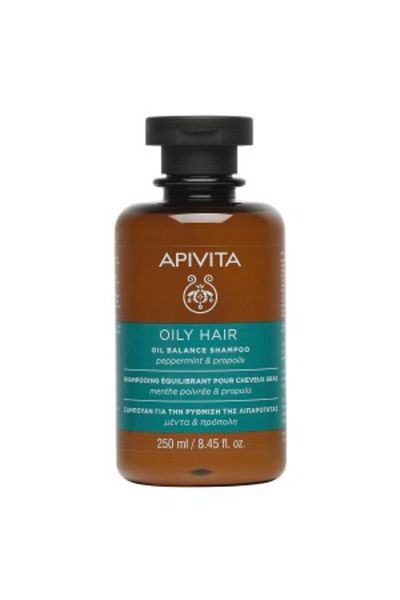 Apivita Șampon OIL BALANCE pentru păr gras cu mentă și propolis, APIVITA, 250 ml