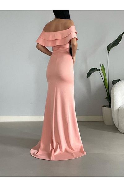 Modafeminen Γυναικείο Fish Model Scuba Fabric με ουρά Γάμος Αρραβώνας Αποφοίτηση Βραδινό Φόρεμα Πούδρα 581488