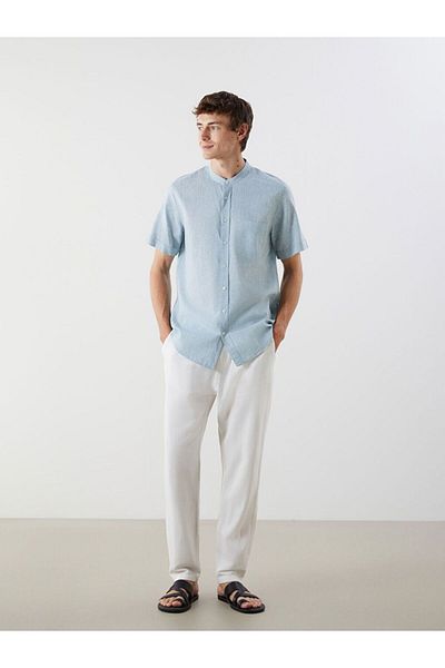 LC Waikiki LCWAIKIKI Classic Regular Fit Short Sleeve Linen Blended Men's Shirt