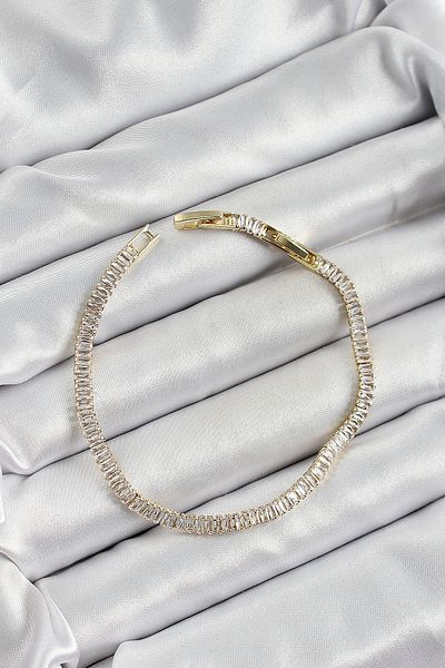 NEZADE STORE Brass Zircon Stone Thin Waterway Model Gold Color Women's Bracelet - Tj-Bb7034