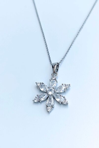 TREND COLLECTİON Zirkon Taşlı Lotus Çiçeği Model Kadın Kolye Ve Kalp Yüzük Set (Kutulu)