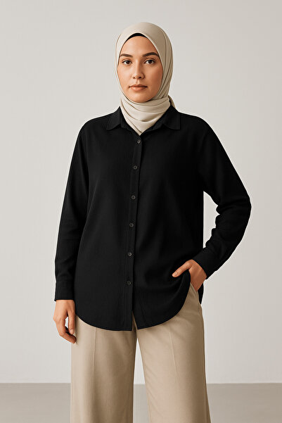 Paw Garage Γυναικείο καλοκαιρινό πουκάμισο με χιτζάμπ Olivia oversized από βαμβακερό ύφασμα