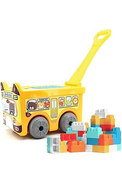 Moon Little Wagon Blocks Toys for Kids - School Bus (30 pcs)