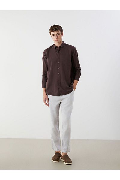 LC Waikiki LCWAIKIKI Classic Regular Fit Long Sleeve Linen Blended Men's Shirt