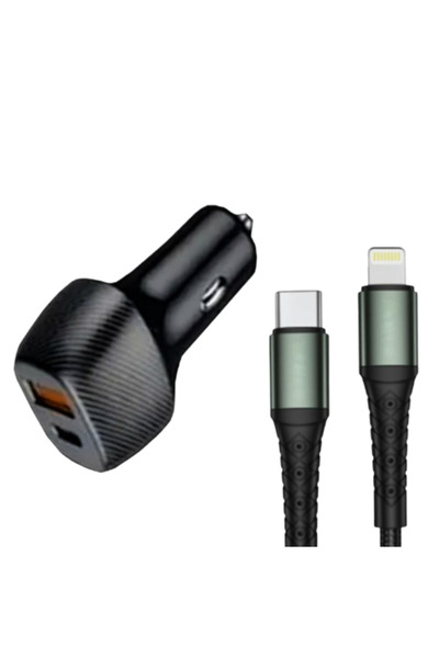 Desire شاحن سيارة PD بقوة 38 وات مع كابل بيانات من النوع C إلى Lightning DCC ...