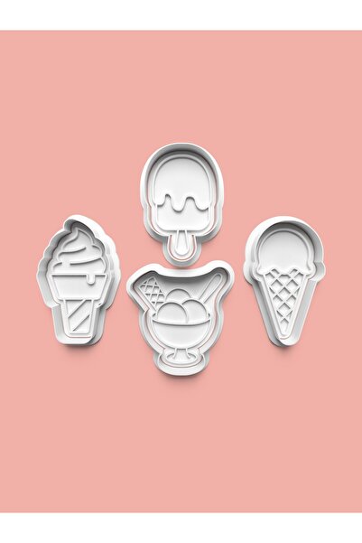 AKTASTORE قالب بسكويت الآيس كريم وقالب عجينة السكر مجموعة من 4 قطع 0601-set