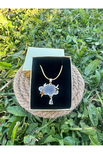 Judas Takı Steel Thunderbolt Detail Cloud Figure Necklace