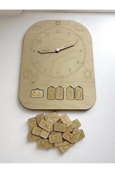 Mind of Toys Time Explorer, Analog Clock Learning, Chalkboard Surface, Montessori Wooden Clock Learning Toy