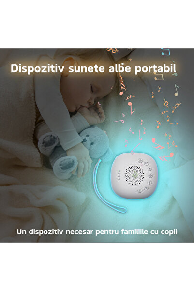 Lommad Aparat Portabil Sunete Albe ® Cu 20 Sunete, Lumina Rgb, Temporizator, Usb-c, Ideal Pentru Somn