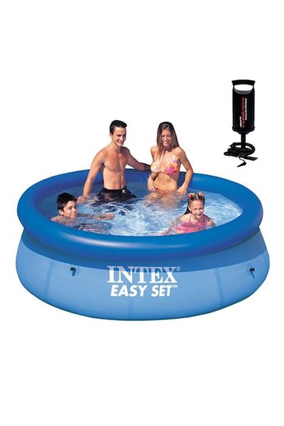 Intex Piscina gonflabila Family rotunda Intex Easy, 244 x 61 cm, Pompa Cadou Intex DoubleDuck 36cm