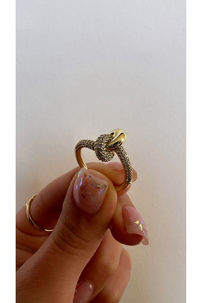 GLARE JEWELRY Knot Model Zircon Stone Design Stainless Steel Ring