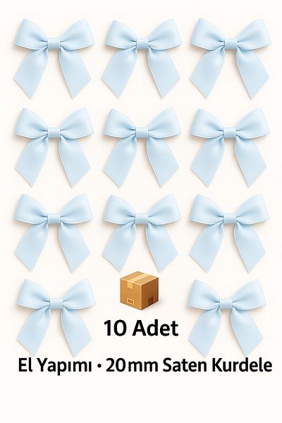 edalle 10 bucăți panglică cu fundă din satin albastru 20 mm panglică din satin