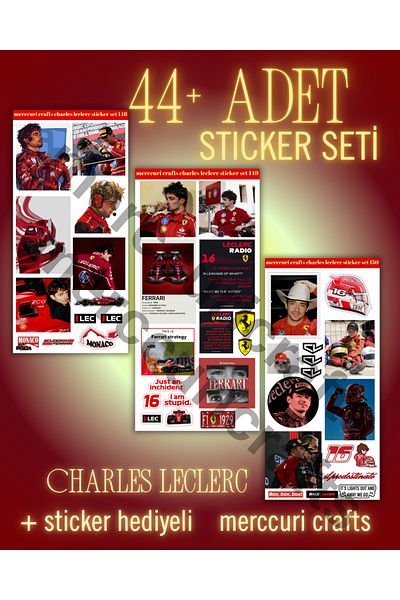 merccuri crafts Charles Leclerc F1 Sticker Set (44+ Pcs High Quality) - Notebook Agenda, Poster, Scuderia Ferrari