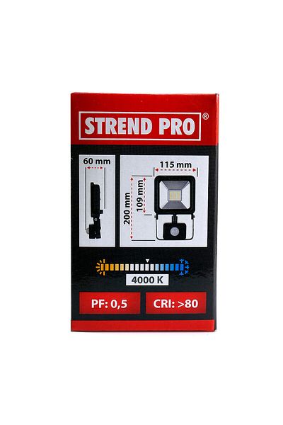 Strend Pro Work Light, Led, With Sensor, 20 W, 1600 Lm, Ip44,