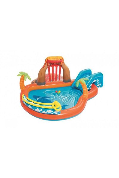 BESTWAY Piscina Gonflabila Pentru Copii, De Joaca, Cu Tobogan, 265x265x104 Cm, Laguna Lava