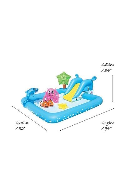 BESTWAY Piscina Gonflabila Pentru Copii, De Joaca, Cu Tobogan, 239x206x86 Cm, Fantastic Aquarium