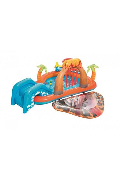 BESTWAY Piscina Gonflabila Pentru Copii, De Joaca, Cu Tobogan, 265x265x104 Cm, Laguna Lava