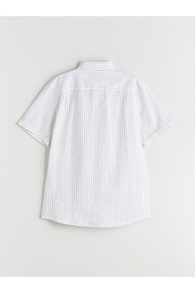 LC Waikiki Lcwaikiki Classic Regular Fit Short Sleeve Striped Linen Blend Men's Shirt