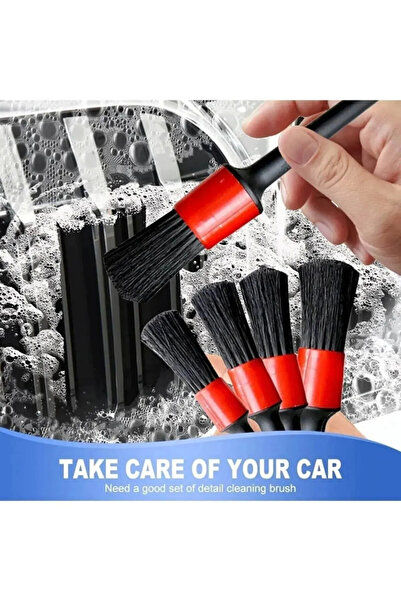FBZhome 5'li Kaliteli Farklı Boyutlarda Oto Detay Fırça Seti 5 Adet Oto Araba Yıkama Klima Temizleme Fırçası