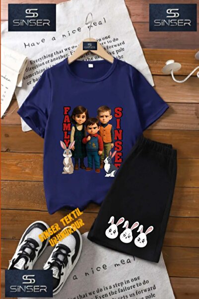 SS SİNSER Children's “Sinser Written Rabbit“ Special Printed Crew Neck T-Shir...