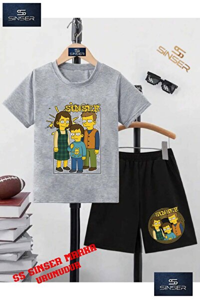 SS SİNSER Children's “ Simpson Sinser“ Custom Printed Crew Neck T-Shirt - Sho...