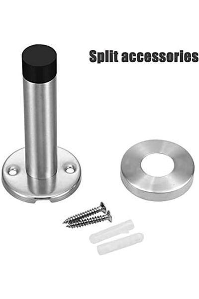 Generic Wall Mounted Stainless Steel Door Stop Rubber Buffer Bumper with Screws and Drywall Anchors (90mm)