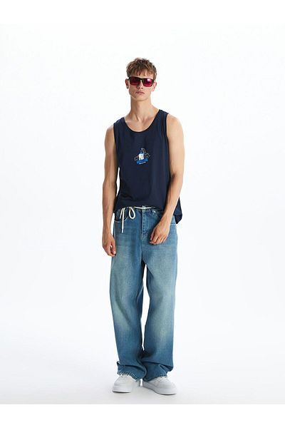 LC Waikiki Ανδρικό αμάνικο μπλουζάκι XSIDE Crew Neck Santorini με στάμπα
