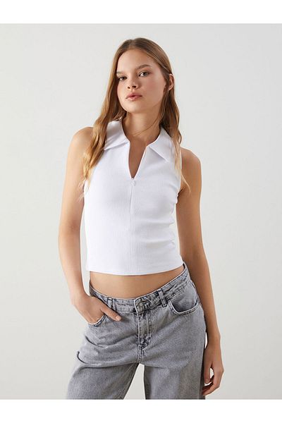 LC Waikiki Xside White Polo Neck Textured Women's Body S5Lt66Z8Nvy25