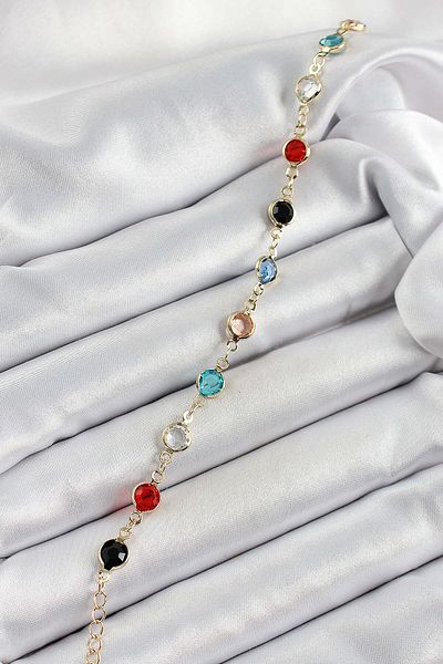 Avantaj Kapıda ®   Brass Assorti Model Gold Color Zircon Stone Women's Bracelet