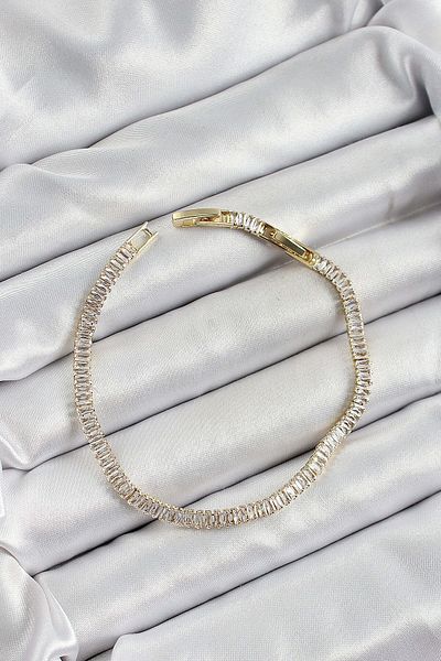Avantaj Kapıda ®   Brass Zircon Stone Thin Waterway Model Gold Color Women's Bracelet