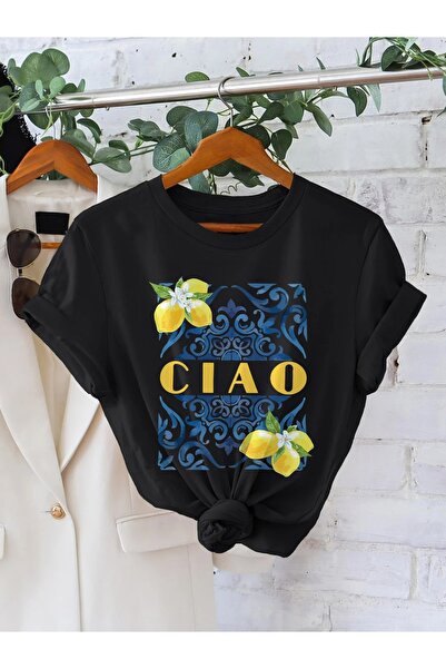 Massgai Unisex Lemon Ciao Printed Oversize 100% βαμβακερό μπλουζάκι