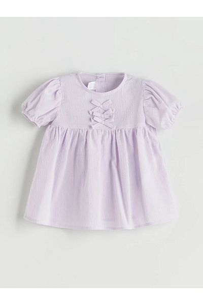 LC Waikiki Lcw Baby Lilac Ribbon Detail Cotton Baby Girl Dress