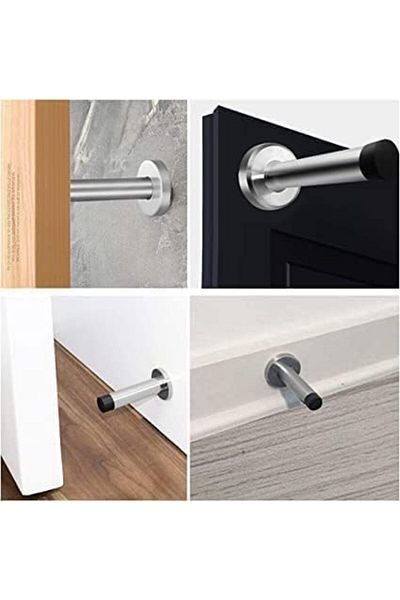 Generic Wall Mounted Stainless Steel Door Stop Rubber Buffer Bumper with Screws and Drywall Anchors (90mm)