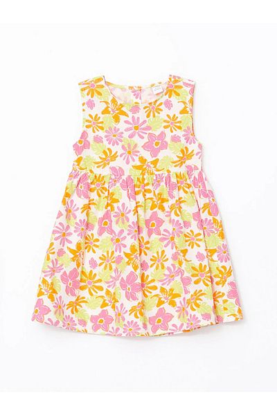 LC Waikiki Lcw Kids Ecru Crew Neck Floral Baby Girl Dress