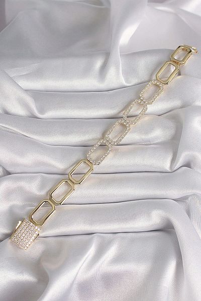 Avantaj Kapıda ®   Brass Gold Color Zircon Stone Chain Model Xuping Vip Exclusive Series Bracelet